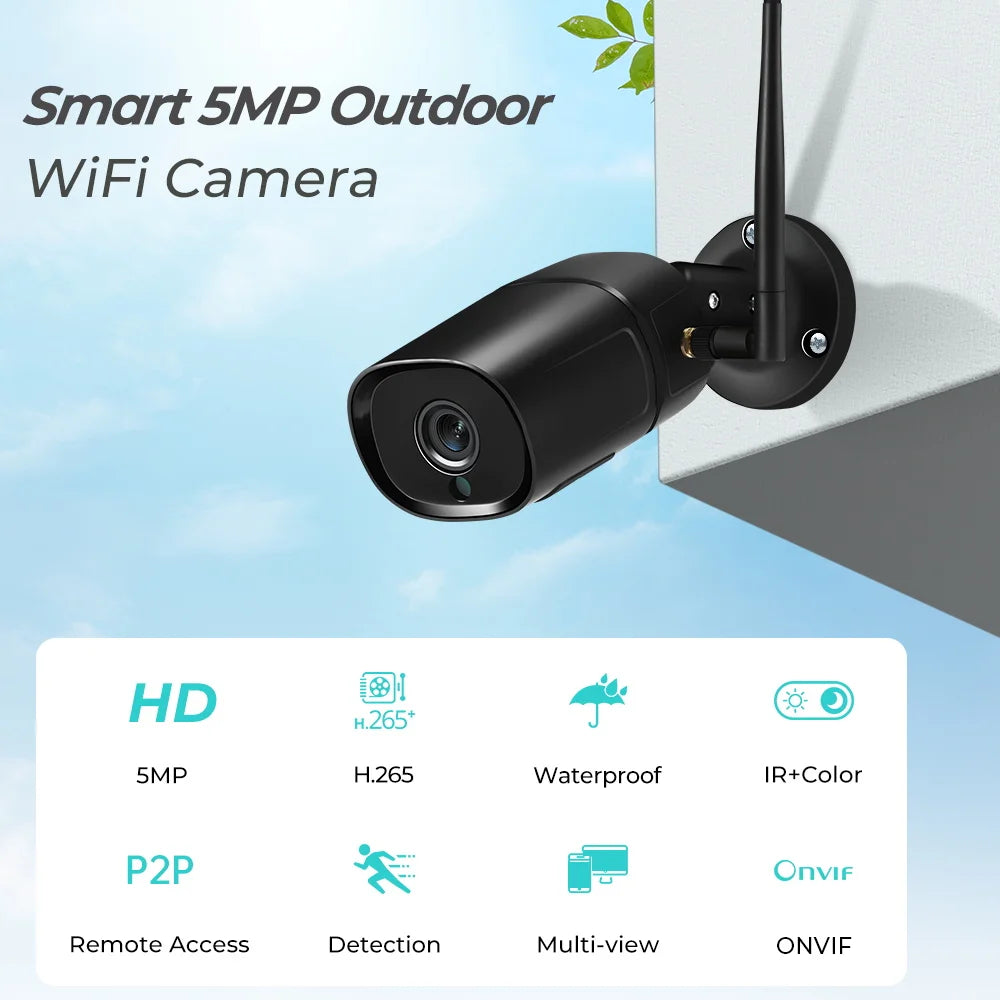 BESDER 5MP Bullet WiFi Camera Auto Tracking Outdoor 4MP Security IP Camara 1080P CCTV Surveillance Cameras IP66 Onvif icsee app