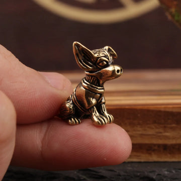 Copper Sculpture Solid Copper Puppy Brass Ornaments Cute Dog Zodiac Dog Antique Old Brass Tea Pet Small Ornaments