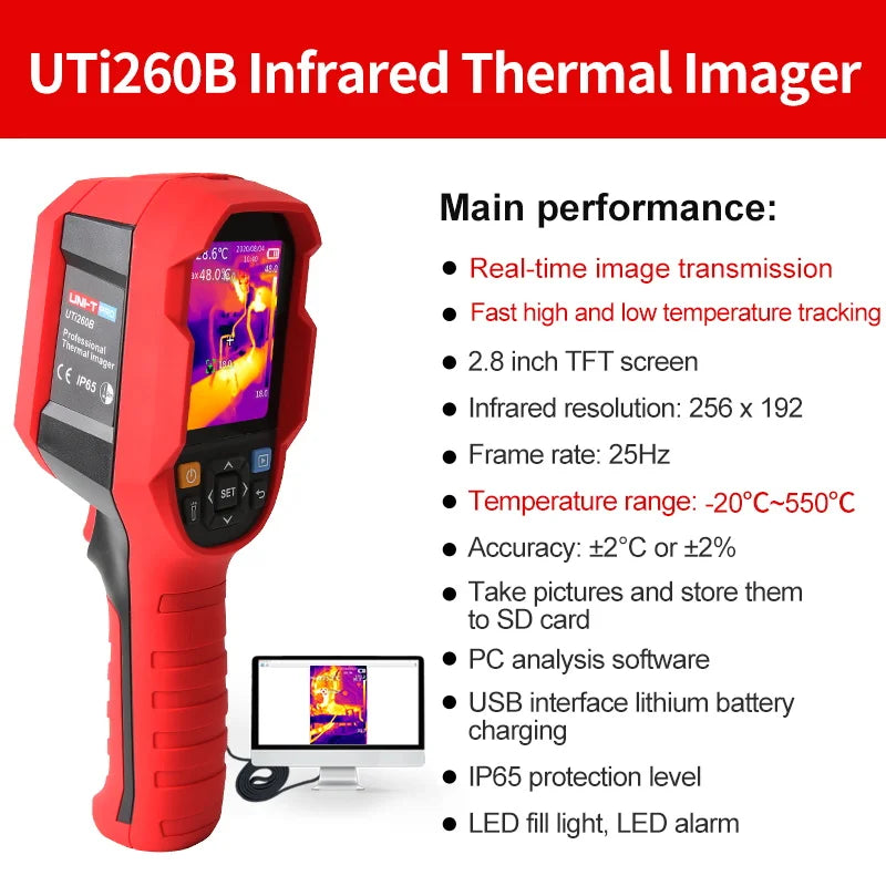 UNI-T UTI260B HD 256X192 Pixels Thermal Imager Infrared Camera Temperature Circuit Electrical Maintenance Water Leak Detector