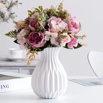 1pcs Nordic Flower Vase Imitation Ceramic Plastic Flower Vase Living Room Desktop Decoration Wedding Centerpiece Arrangement