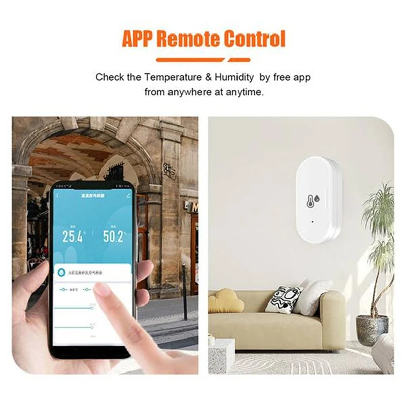 N11R- 2Pcs Tuya Zigbee Smart Temperature & Humidity Sensor, Outdoor Hygrometer Thermometer Mini Temperature Humi