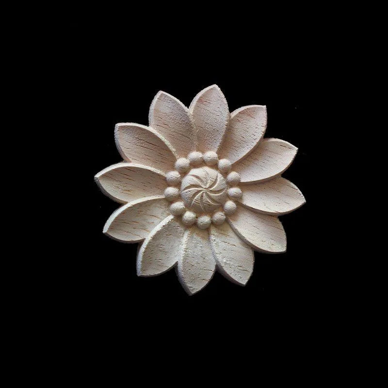 Wood Floral Appliques for Furniture Antique Onlays Moulding Home Decor Wood Carving Decoration Wall Wood Decal Vintage Figurines
