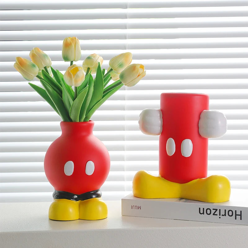 Disney Mickey and Minnie Vase Cartoon Mini Creative Plant Vase Succulent Plant Bonsai Pottery Home Decoration Gift