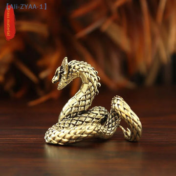 【ZYAA-1】3D Dragon Statue Ornament Moveable Body Joints Antique Brass Lucky Dragon Desktop Office Ornament Crafts Home Decor