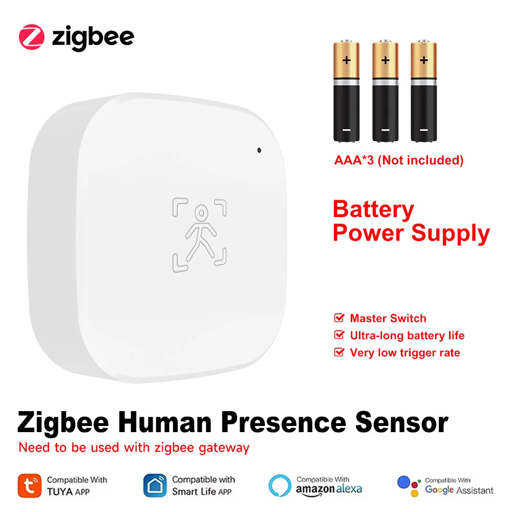 tuya ZigBee Human Presence Sensor Smart Human Body PIR Sensor Radar Motion Detector Supports Alexa Google Assistant Smart Home