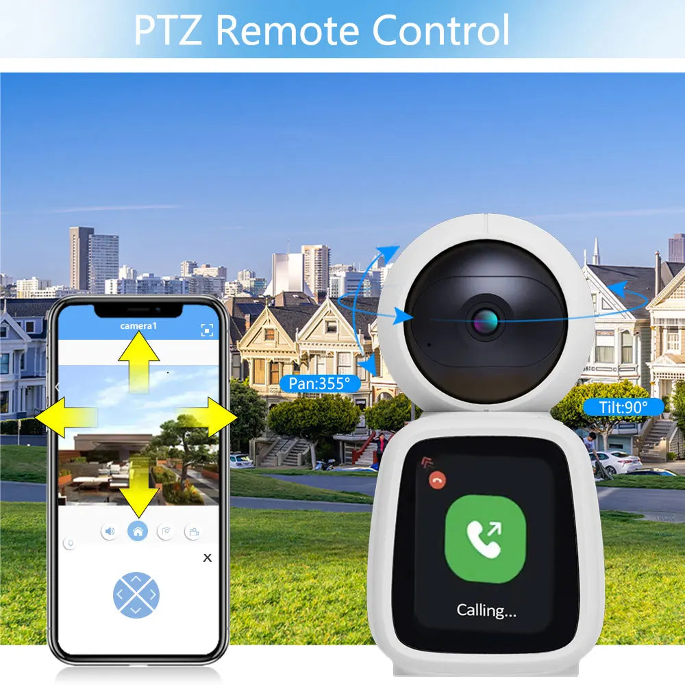 5MP WIFI Camera PTZ Indoor TUYA Two-Way Voice And Video Call With Screen 2K Mobile Detection Security Surveillance Camera Smart
