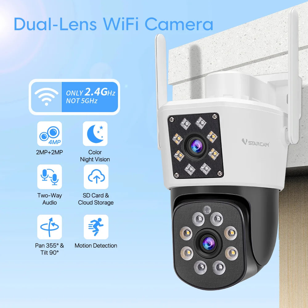 VSTARCAM 4MP Dual Lens Cameras for Home Security, 360° View, Human Detection, Color Night Vision, Pan & Tilt,Two-Way Audio