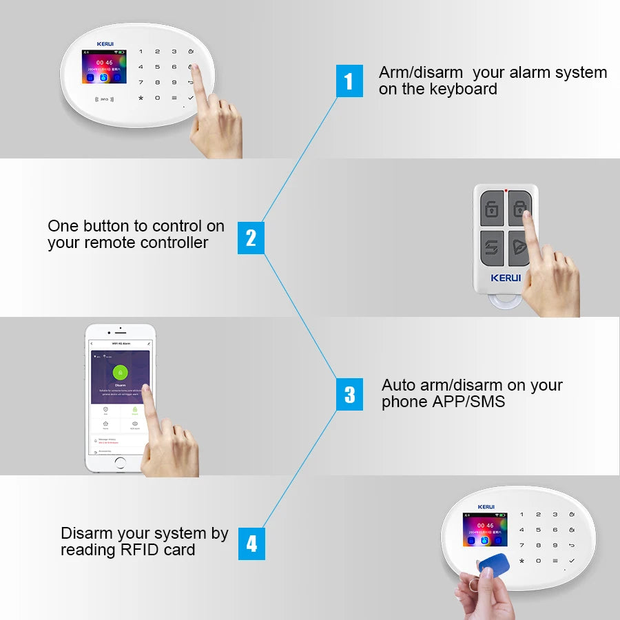 KERUI W202 Tuya WIFI Wireless Alarm System for Home Burglar Security 433MHz GSM Alarm House App Control with ALexa