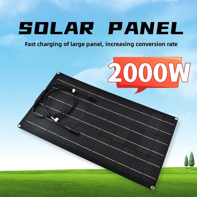 flexible solar panel, 500-2000W 12-48V battery charger solar panel kit; Suitable for RVs, yachts, home campers, rooftops