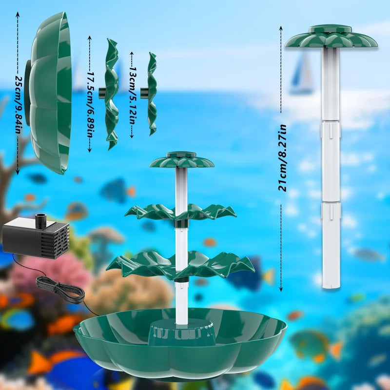 1pc Solar Fountain Pump,Three-Layer Solar Bird Bath Fountain,Detachable Fountain,Used For Outdoor Garden Villa Pond Decoration