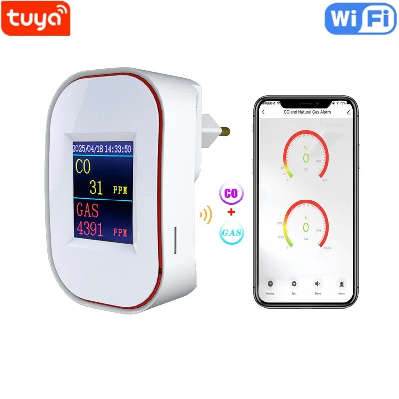 Tuya Smart Life Natural Gas Co Leak Carbon Monoxide Detector Wifi Ch4 Methane Combustible Leakage Coal Home Alarm Sensor For Gas