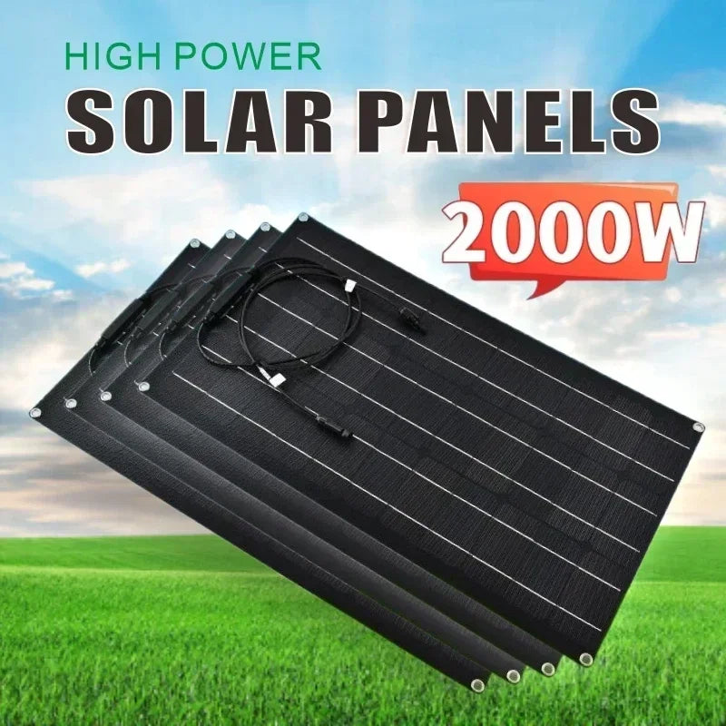 2000w1500w1000w500w Super Power Solar Panel Suitable For RV Boat Car Household  Camping 18V 36V Battery Charger Solar Panel Kits