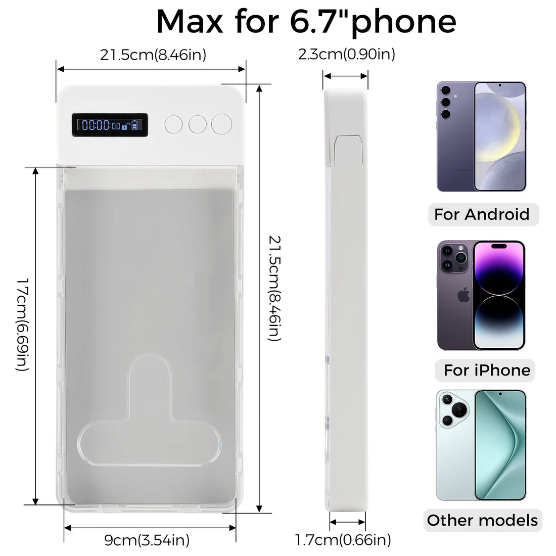 Transparent Students Phone Box Self-discipline Tool Cell Phone Lock Box with Timer Lcd Display For Adults Children Students