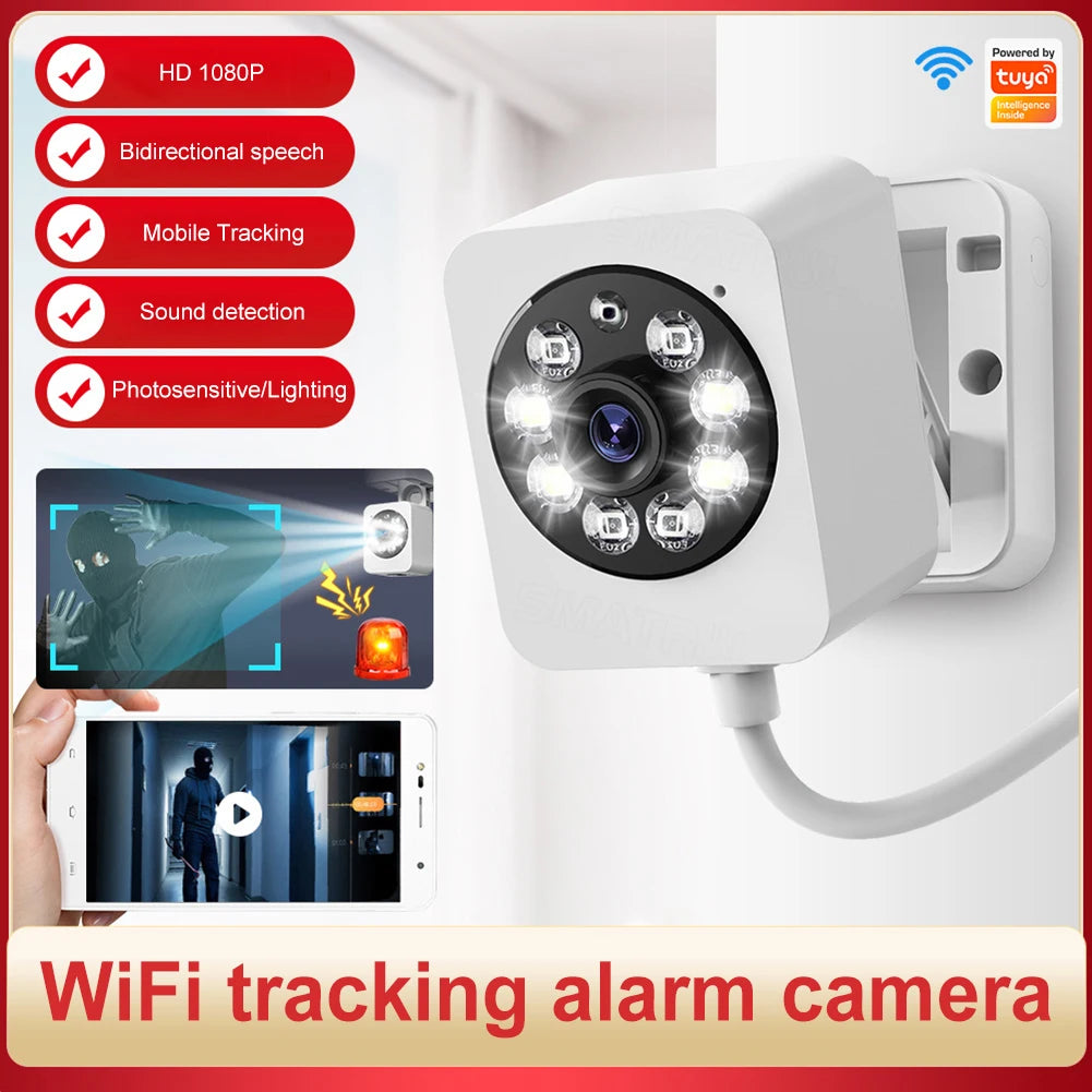 Tuya 1080p Camera As Night Light 2.4G Wifi Security Camera Support 128GB TF Card 360 Rotation APP Control 3 Modes Audio Intercom