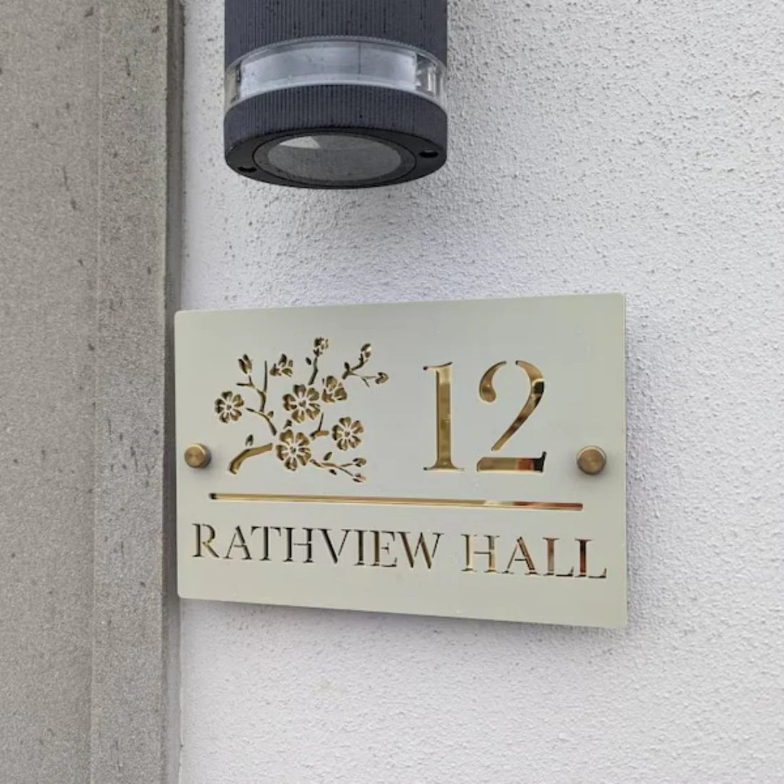 House Number Sign Acrylic Modern Door Number & Road Name Plaque Custom Address Sign for New Home Or First Home Gift Blossom Flor