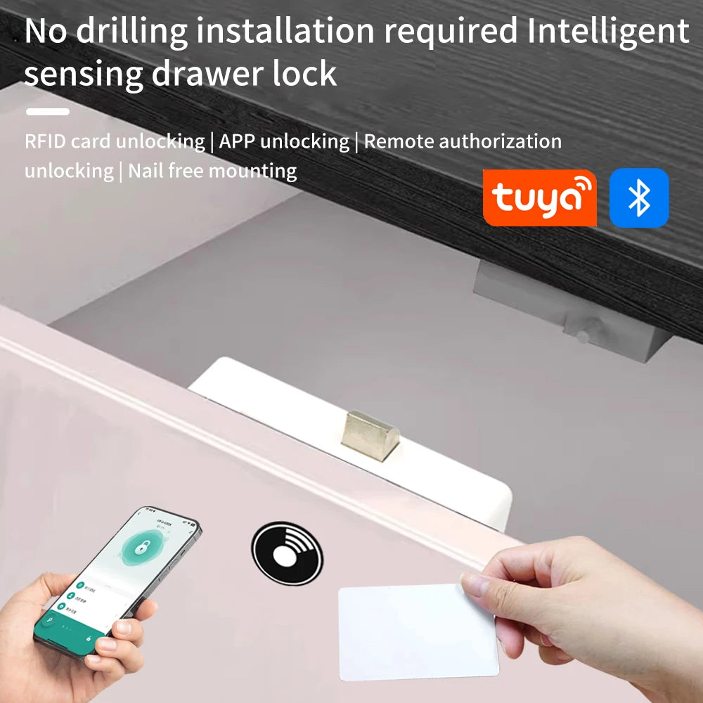 Electric Tuya Smart Invisible Lock Biometric Drawer Lock App Keyless Unlock Smart Door Lock for Drawer Cabinet Locker Furniture