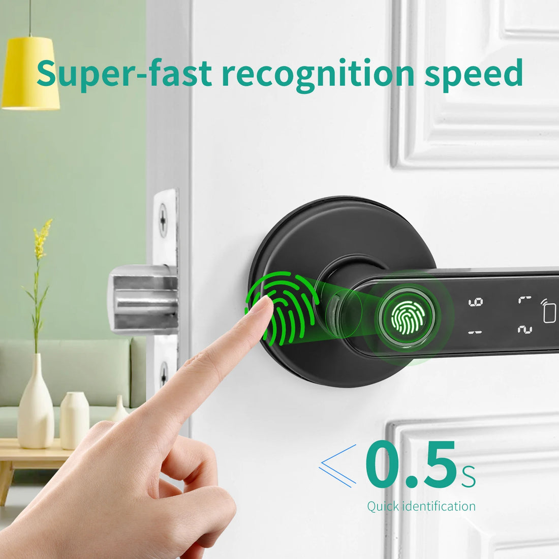 Tuya Smart Door Lock Handle Unlock With Fingerprint IC Card Tuya APP Digital Door Locks Key Home Security Protection