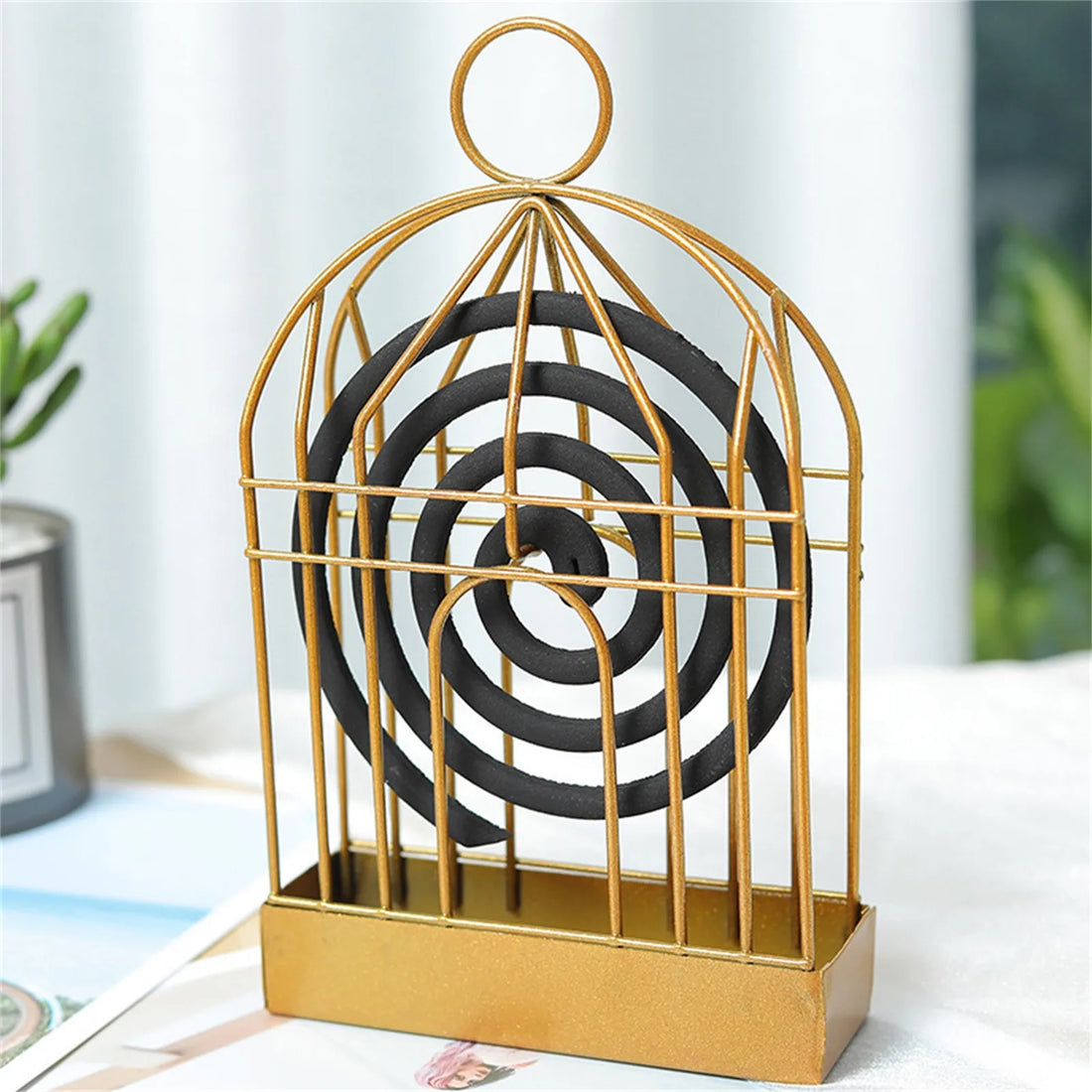 Creative Mosquito Coil Holder Nordic Birdcage Shape Summer Day Iron Mosquito Repellent Incenses Rack Plate Home Decoration