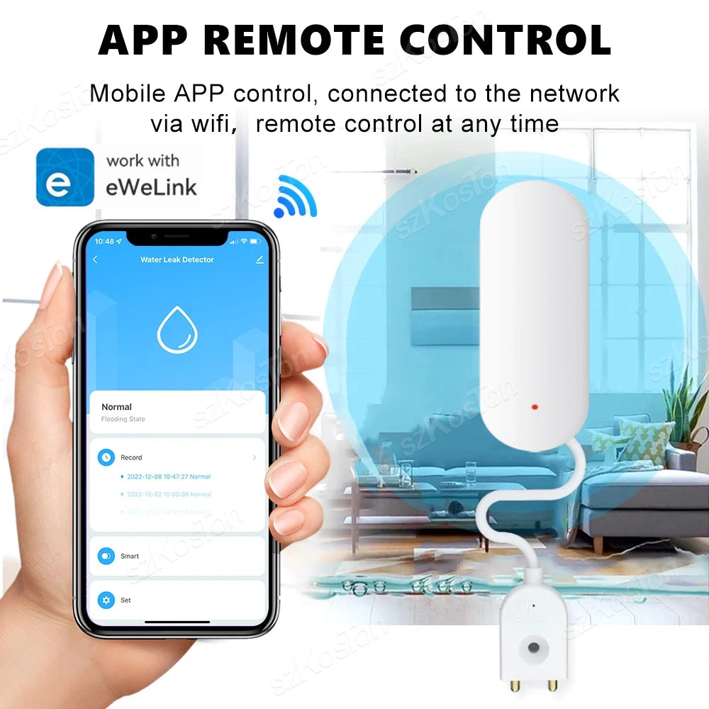 eWeLink APP Water Leak Detector Smart Home Zigbee Leakage Sensor Security Protection Works with Home Assistant Zigbee Gateway