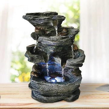 Outdoor Water Fountain With Cascading Waterfall, Natural Looking Stone and Soothing Sound for Decor on Lawn Garden and Patio
