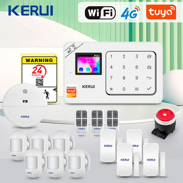 KERUI Home Alarm Worke with Alexa, Tuya Smart Home Sesurity Alarm 4G/WiFi Wireless Burglary Protection, PIR Motion Sensor W184