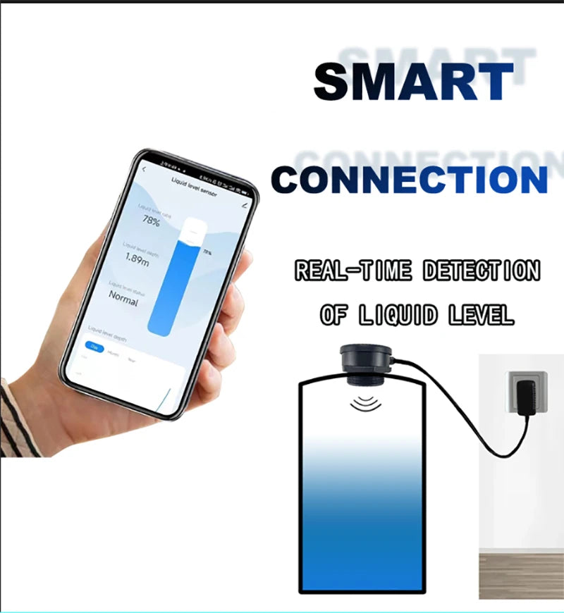 Ultrasonic Wireless Mobile App Detector Water Fuel Oil Liquid Level Sensor Alarm Indicator Remote Tank Monitor TLC2206