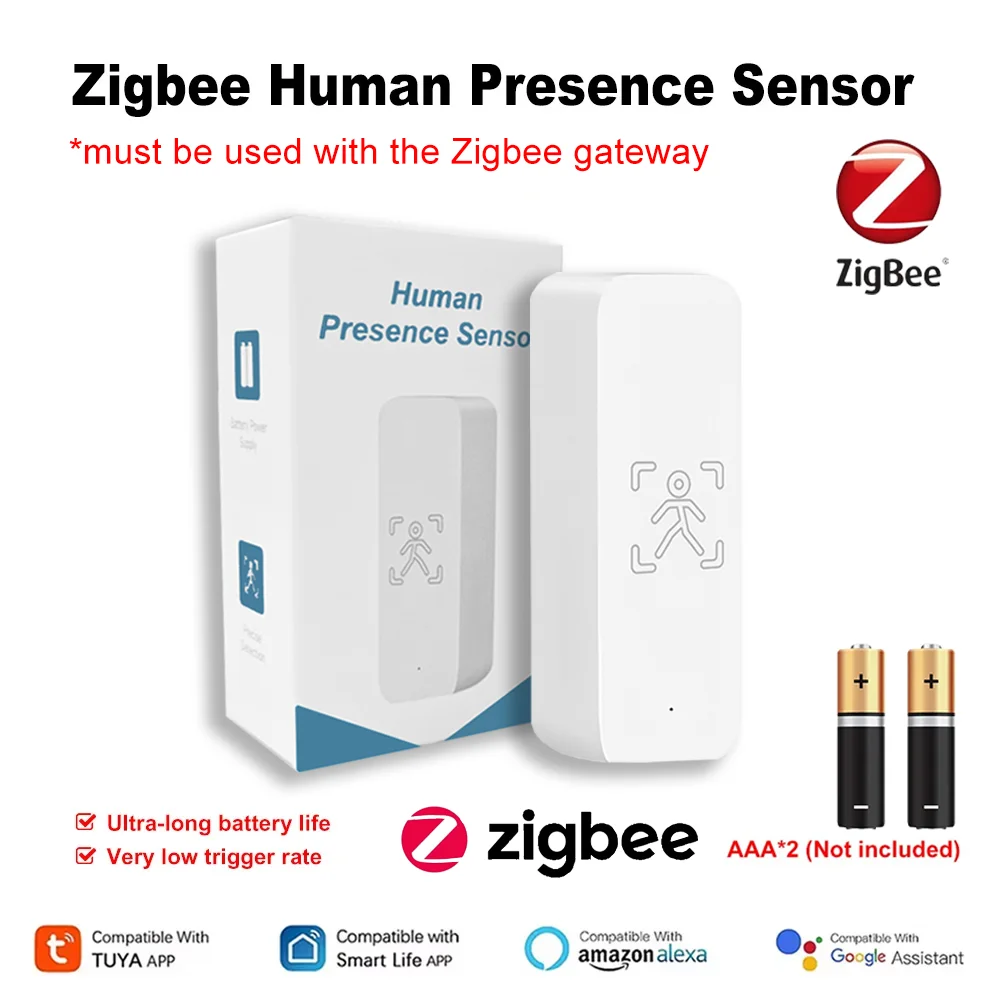 Tuya Zigbee Human Presence Detector Smart 24GHz Radar Detector Body PIR Sensor  Motion Sensor Smart Life APP Alexa Home Security