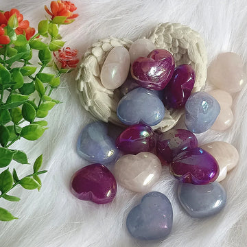 25--30mm Natural electroplating, love polishing, heart-shaped crystal, quartz mineral restoration, spiritual decoration
