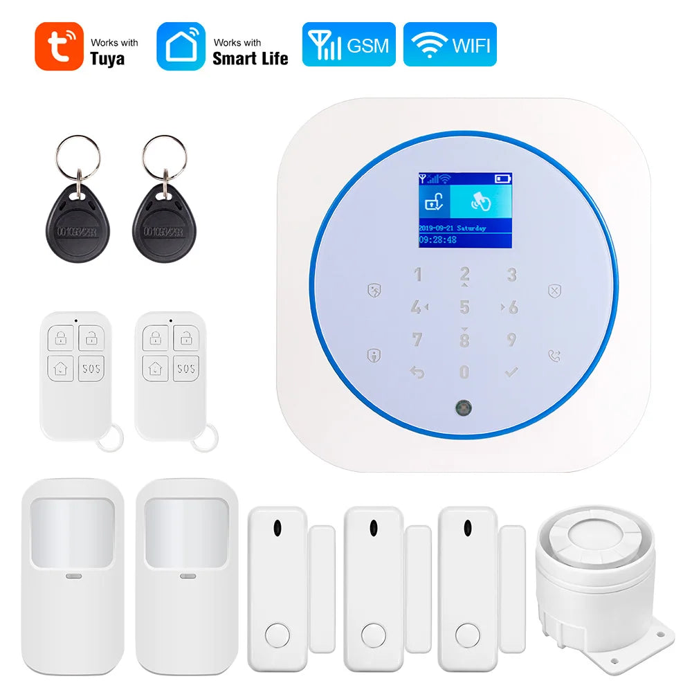 KERUI G12 Home Security Alarm System GSM Connection Mobile Wireless Burglar Alarm Kit with Motion Sensor Siren TUYA Smart APP