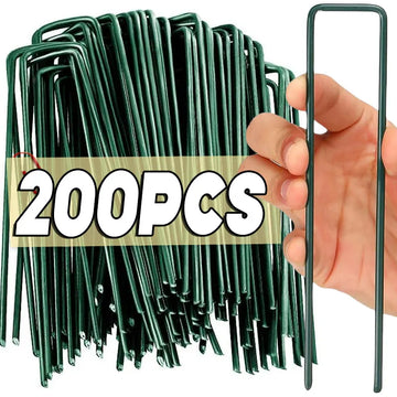 10/200pc Landscape Staples U-Shaped Garden Pins Garden Stakes Staples Heavy Duty Yard Lawn Tent Stakes Securing Pegs For Weed Ba