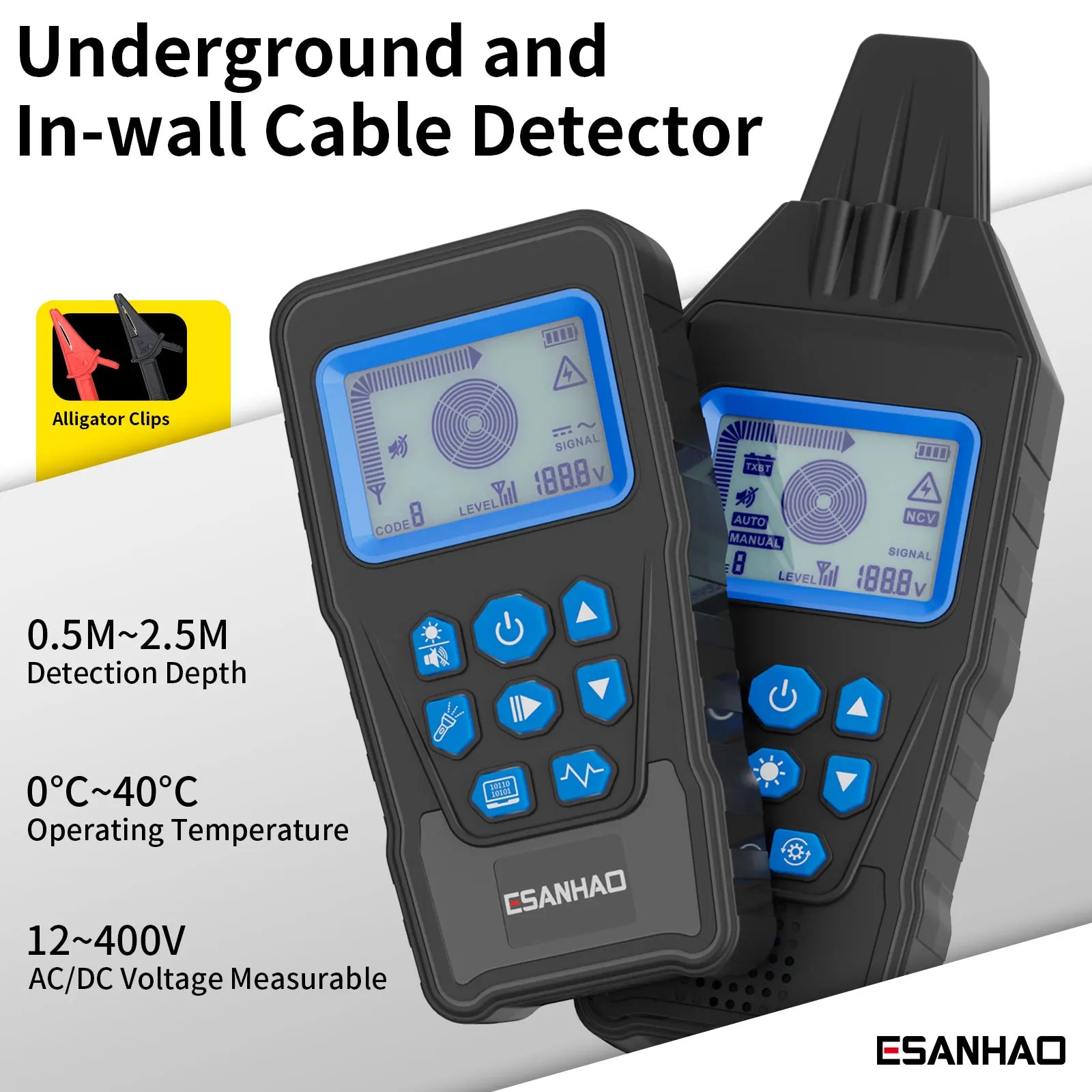 MAOTEWANG Underground Cable Tester Anti Interference Cable Tracker High&Low Voltage Cable Locator Underground Pipe Detector