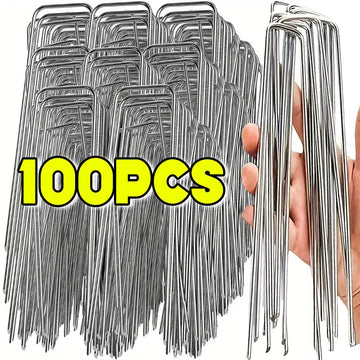 U-type Garden Staples Heavy-duty Fence Tubing Stakes Sod Pins Galvanized Landscape Spike for Holding Lawns Barrier Ground Nail