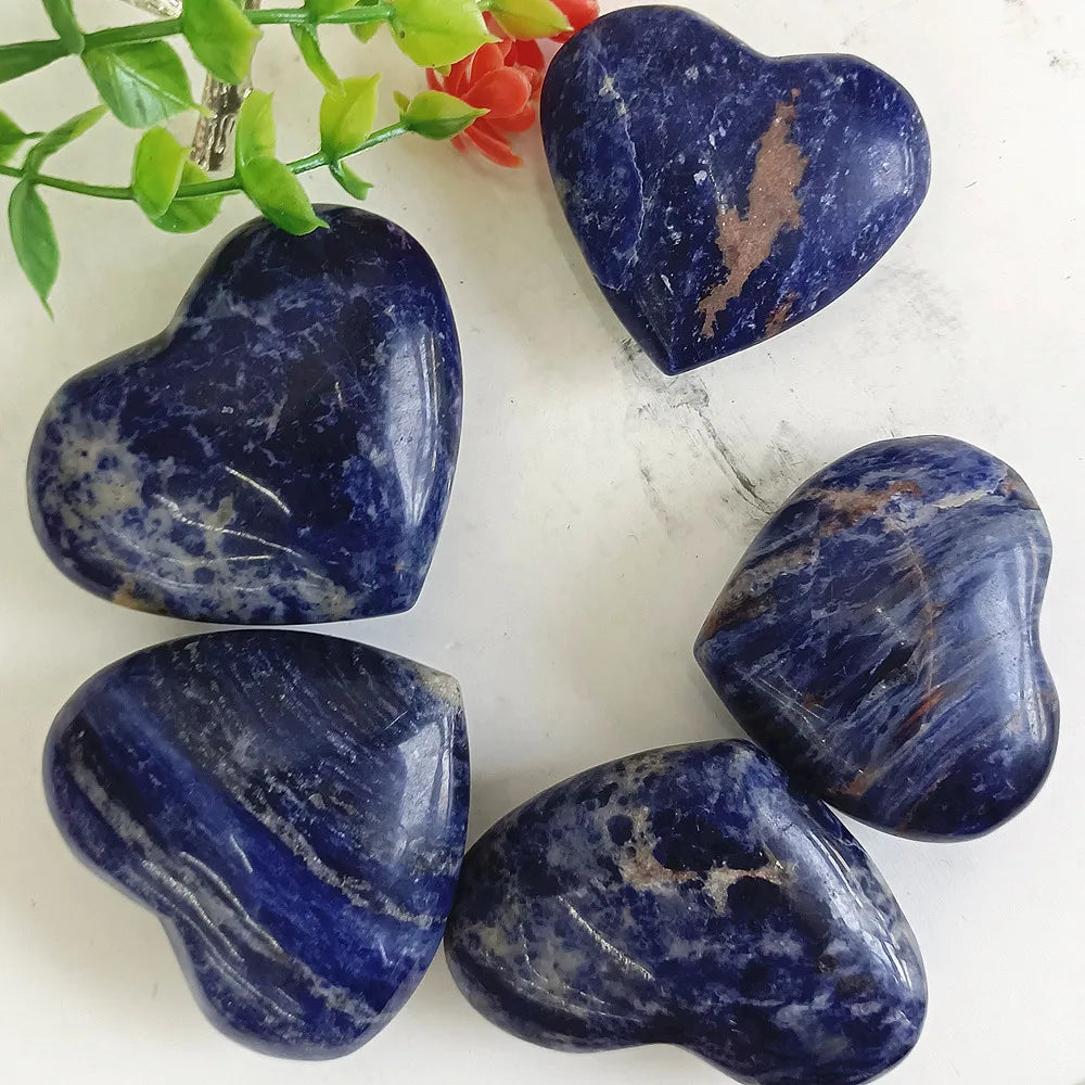 Natural Lapis lazuli polished heart-shaped crystal quartz mineral restoration spiritual decoration
