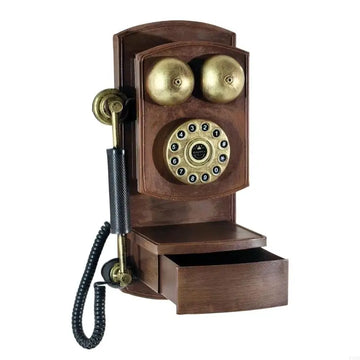 Retro Classical Wall Mount Corded Phone Model Antique Landline Telephone with Storage Box Modern Home Office Decors P9YB