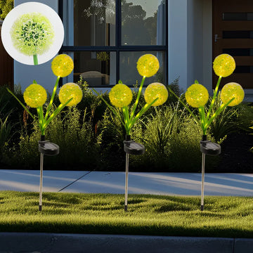 1 head, 3 heads dandelion solar ground mounted simulation flower outdoor courtyard garden decoration lawn light