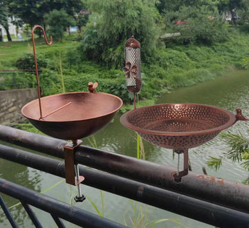 Outdoor Rail Bird Feeder SPA Iron Birdfeeder Sturdy Bird Bath Bowl for Outdoors Garden Decoration
