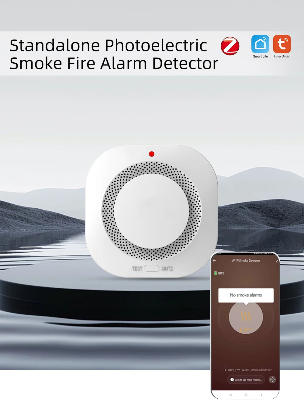 Tuya Zigbee Smoke Detector Home Kitchen Security Safety Prevention Smoke Sensor Sound Alarm Work With Zigbee Hub Smart Life APP