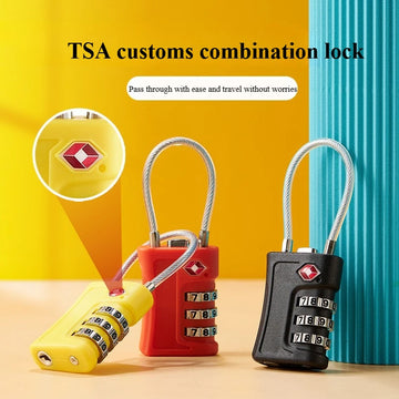 Customs lock luggage, storage cabinet gym color-matched steel wire rope TSA customs password padlock password lock