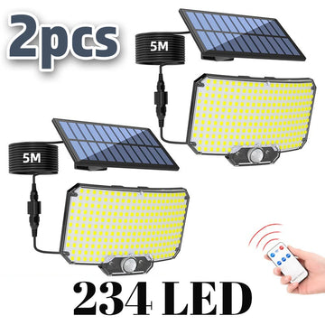 234LED Solar Outdoor Lights Motion Sensor Super Bright Remote Wall Flood Lamp Security Waterproof Patio Garden Garage 1~2pcs