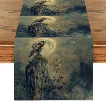 Owl Dark Forest Moon Table Runner Home Wedding Centerpieces Decoration Party Table Runners Dining Long Cloth