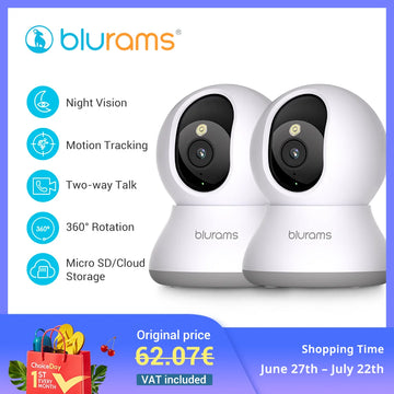 2 Pcs Blurams Indoor Security Camera 2K, Home Security Camera for Dog/Elder, Security Camera with One-Touch Call Update A31S-2pc