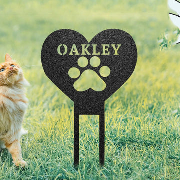 Custom Pet Memorial Plaque Personalized Gifts for Pet Loss Pet Garden Stake with Heart and Paw - Pet Grave Marker Metal Garden