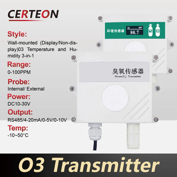 Ozone Detector O3 Sensor Module Industrial Wall-Mounted Ozone Monitor RS485 Transmitter High Precision Ozone Gas Analyzer