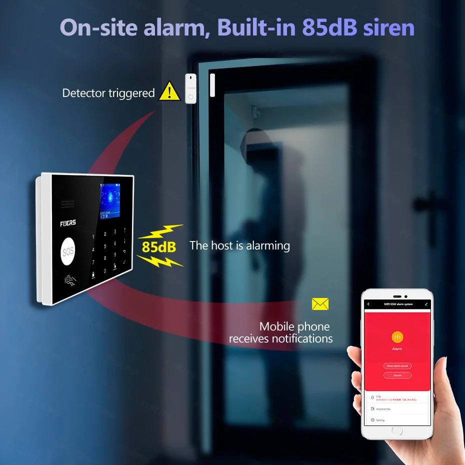 FUERS G30 DIY Tuya Smart  WIFI GSM Alarm System Wireless Home Security Alarm System Control Siren Motion Detector Smoke Sensor
