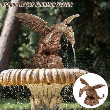 Dragon Water Fountain Statue Resin Garden Dragon Statue Fountain Decoration Outdoor Yard Floating Pond Swimming Bird Bath Tools