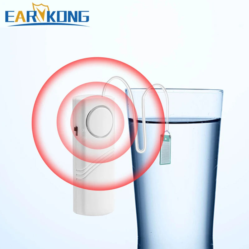 Water Leak Detector Instant 90dB Alarm Flood Sensor 1M Cable Audio Alert Battery Powered for Pipe / Floor / Kitchen / Bathroom