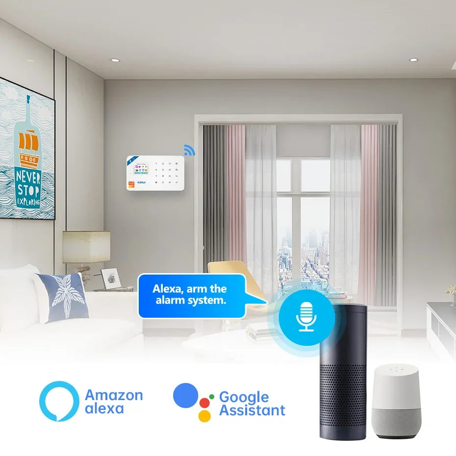 KERUI W181 WIFI GSM Alarm System Kit with Door/Window Sensor for Home Security Support Alexa Tuya Smart APP Remote Control
