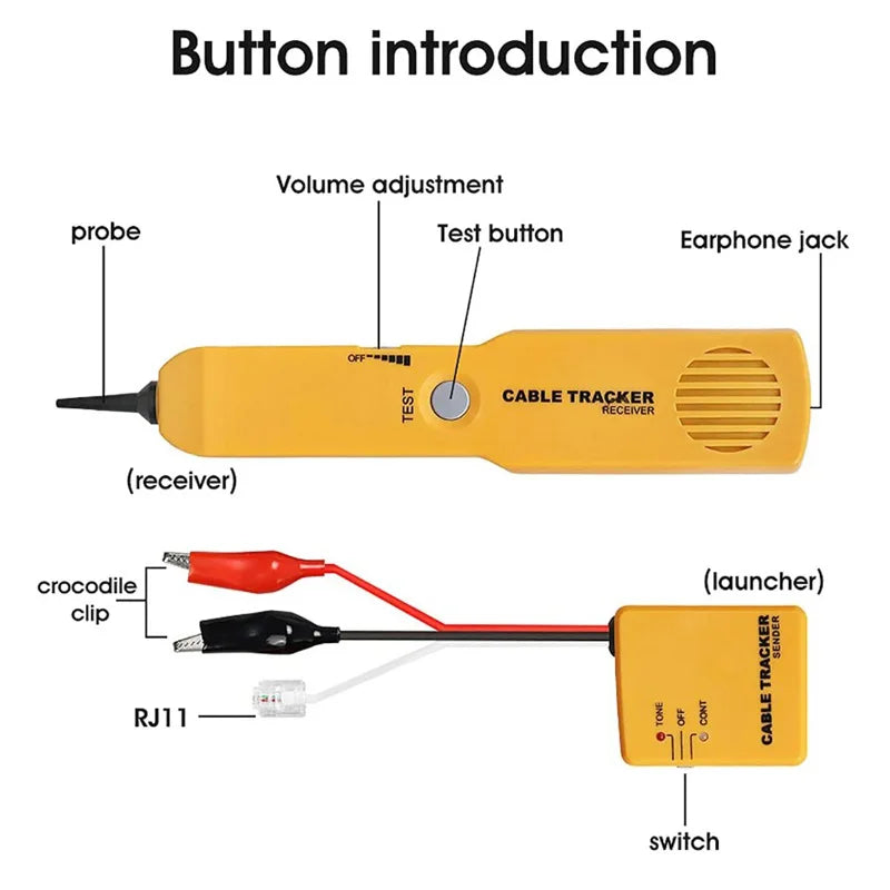 ﻿ Wire Tracer Circuit Tester Tone Generator Probe Kit Network Phone Cable Signal Locator Tester RJ11 Plug Finding Tool Finder