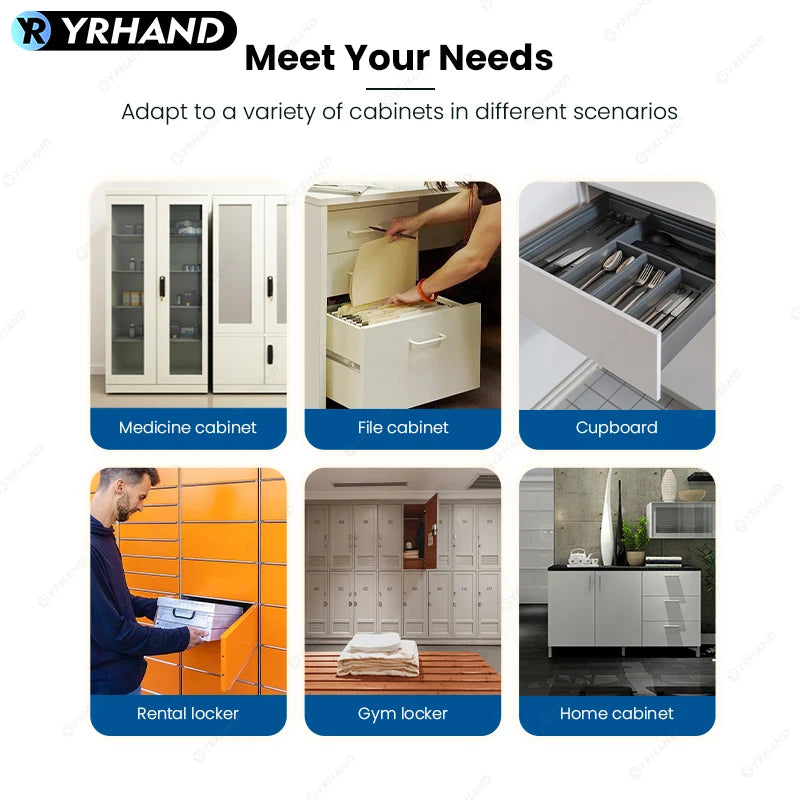 YRHAND Smart Cabinet Lock Fingerprint & Tuya APP Control, Biometric Keyless Entry Remote Access for Home Office Drawer Safe