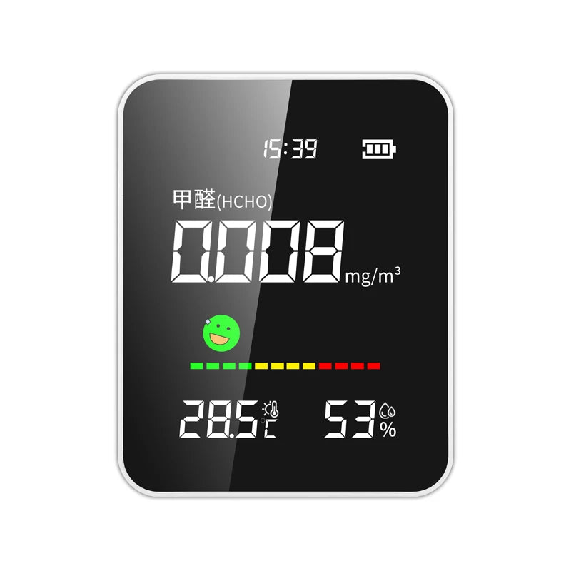 Formaldehyde Detector Air Quality Monitor Portable HCHO Temperature Humidity Tester with Alarm Clock for Home Car Office